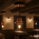 Ver imagem 6 de Luminária Lustre Pendente Barril de Madeira Maciça Colonial Retrô - Cerejeira + Lâmpadas