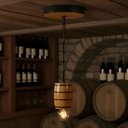 Ver imagem 4 de Luminária Lustre Pendente Barril de Madeira Maciça Colonial Retrô - Cerejeira + Lâmpadas