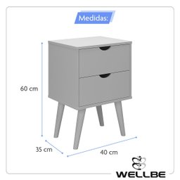 Mesa de Cabeceira Madri 2g Pés Palitos Prado - Branco - 4