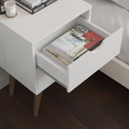 Mesa de Cabeceira Madri 2g Pés Palitos Prado - Branco - 2