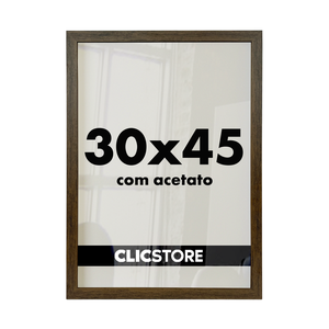 Moldura 30x45cm com Acetato e Fundo para Quadros Diplomas Certificados Fotos:marrom