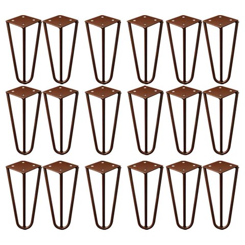 Kit 18 Pés de Metal 15 CM Hairpin Legs Mesas de Centro Puffs Bronze