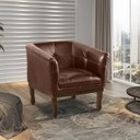 Ver imagem 1 de Poltrona Estofada Madeira Maciça Noah Couro Legítimo