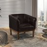 Poltrona Estofada Madeira Maciça Noah Couro Legítimo - 1