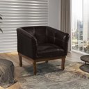 Ver imagem 1 de Poltrona Estofada Madeira Maciça Noah Couro Legítimo