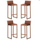 Ver imagem 1 de Kit 4 Banquetas Altas Luxo Dani com Encosto Base Bronze:marrom