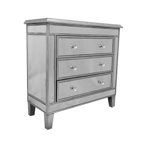 Cômoda Espelhada com 3 Gavetas 81x80x35cm para Quarto e Closet