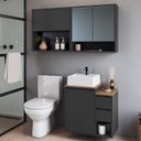 Ver imagem 1 de Conjunto para Banheiro 120cm com 3 Peças Gabinete Suspenso com Cuba Bahamas