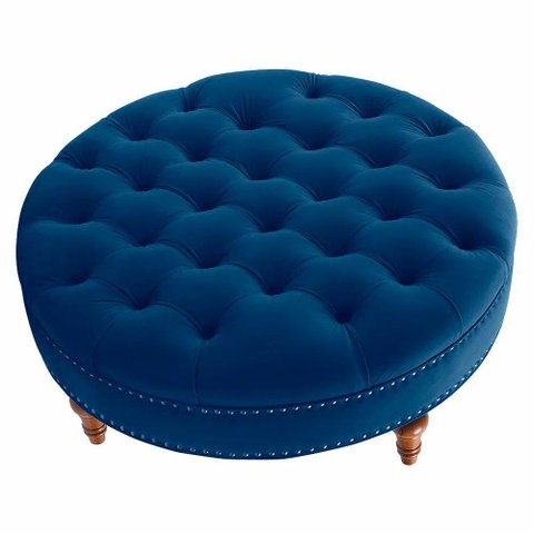 Puff Amara 70 Cm Suede Slk Decor Azul Royal