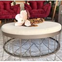 Ver imagem 1 de Mesa Centro Raio P Estofado Champagne/Linho Bege Casa Cristallo