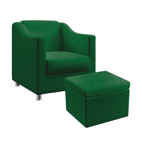 Poltrona Alya com Puff Quasar Suede Verde Aradecor