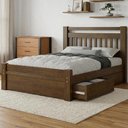 Ver imagem 3 de Cama Casal 140cm 2 Gavetas Madeira Maciça Orlex Castanho B11 - Mpozenato