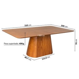 Mesa de Jantar Retangular 210cm Baobá CabeCasa MadeiraMadeira - 2