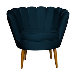 Kit 2 Poltronas Decorativa Sala de Estar Pétala Veludo Azul Marinho - Montanaris Decor Md Montanaris - 2