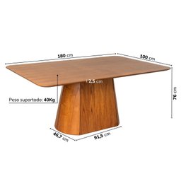 Mesa de Jantar Retangular 180cm Baobá CabeCasa MadeiraMadeira - 2