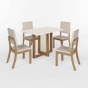 Ver imagem 2 de Conjunto Sala Jantar Natali Canto Reto 4 Cadeiras Espresso Móveis Off White/Nature