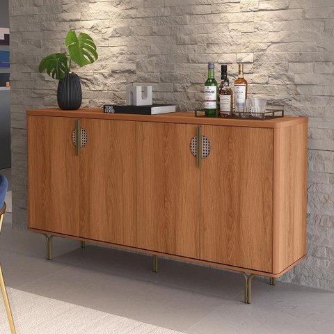 Buffet Lukaliam Móveis Aparador 4 Portas Marsala 1.60m Pés de Ferro Jequitiba
