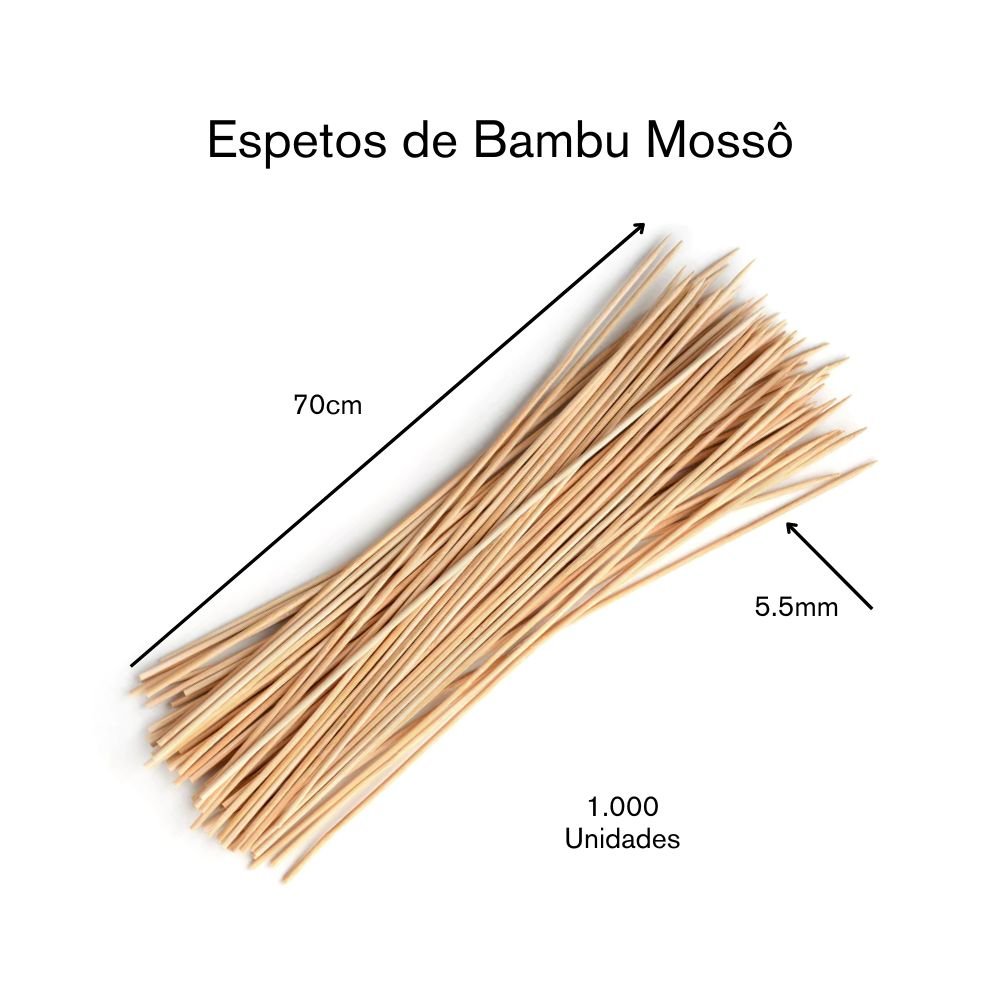 Espetos de Bambu Mossô 70cm X 5.5mm C/1000un Nc Caieiras - 2