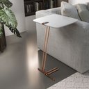 Ver imagem 1 de Mesa L50 Lateral Aproximação Sofá Branca Base Cobre