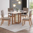 Ver imagem 1 de Conjunto Sala Jantar Canto Reto com Vidro 4 Cadeiras Kelly Espresso Móveis Off White/Nature/Marrom