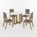 Ver imagem 2 de Conjunto Sala Jantar Canto Reto com Vidro 4 Cadeiras Kelly Espresso Móveis Off White/Nature/Marrom