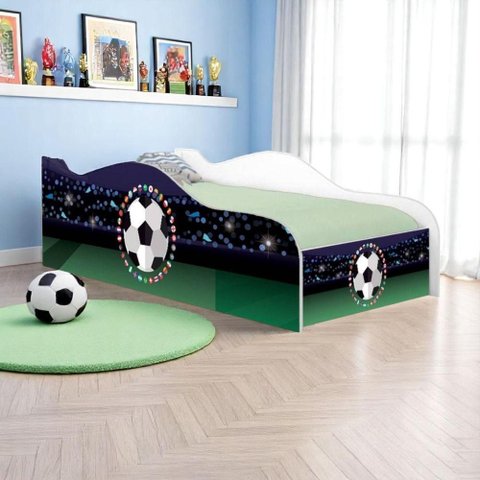 Cama Solteiro Infantil Cama Futebol Bandeiras com Colchão MDF Branco Casah