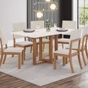 Ver imagem 1 de Conjunto Sala Jantar Canto Reto 6 Cadeiras Kelly Espresso Móveis Off White/Nature
