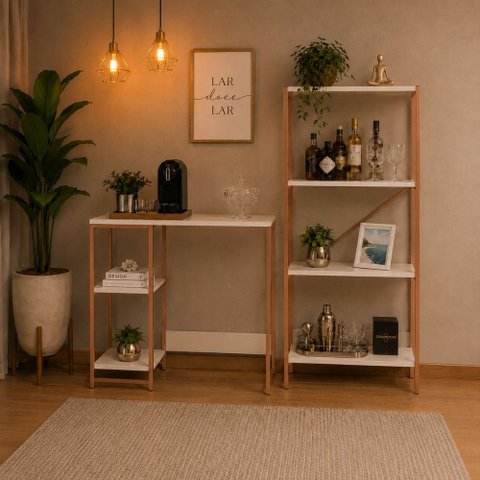 Kit Bancada Gourmet + Estante 4 Prateleiras