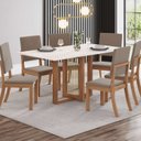 Ver imagem 1 de Conjunto Sala Jantar Canto Reto 6 Cadeiras Kelly Espresso Móveis Off White/Nature/Marrom