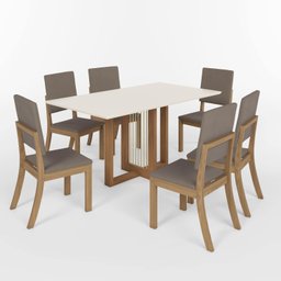 Conjunto Sala Jantar Canto Reto 6 Cadeiras Kelly Espresso Móveis - 2