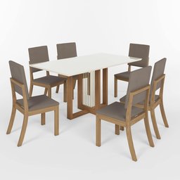 Conjunto Sala Jantar Canto Reto 6 Cadeiras Kelly Espresso Móveis - 5