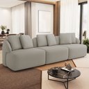 Ver imagem 2 de Sofá 3 Lugares para Sala de Estar Living 234cm Arlo F04 Linho Bege Escuro Tc-10055 - Lyam Decor