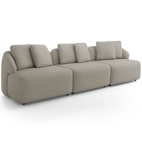 Sofá 3 Lugares para Sala de Estar Living 234cm Arlo F04 Linho Bege Escuro Tc-10055 - Lyam Decor
