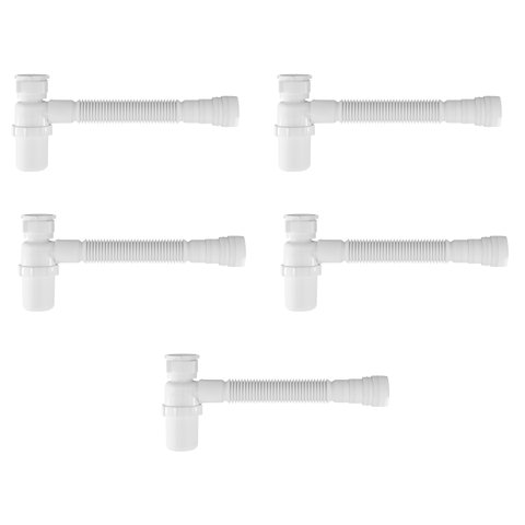 Sifão Sanfonado com Copo 49cm Branco | Astra | Kit C/ 5 Un