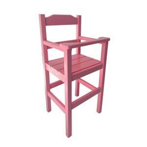 Cadeira de Papinha para Bebê com Trava Fixa em Madeira Maciça - Rosa