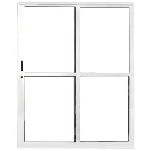 Kit com 2 Portas Sacada de Alumínio 2 Folhas 210 x 150cm com Fechadura Linha 25 Branco Esquadrias Bergamo