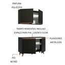 Ver imagem 3 de Kit Madesa Reims 120 cm com Armário Aéreo e Balcão Gabinete de Pia Preto Cor:Preto