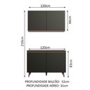 Ver imagem 2 de Kit Madesa Reims 120 cm com Armário Aéreo e Balcão Gabinete de Pia Preto Cor:Preto