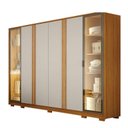Ver imagem 4 de Guarda Roupa Casal Prime 6 Portas com Led Off White com Cômoda Rubi 4 Gavetas Cinamomo – Leifer