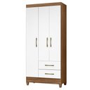 Ver imagem 1 de Guarda Roupa Solteiro Lima 3 Portas 182x82 Cm Naturale Branco Moval