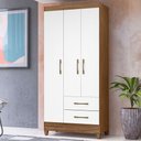 Ver imagem 2 de Guarda Roupa Solteiro Lima 3 Portas 182x82 Cm Naturale Branco Moval