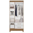 Ver imagem 6 de Guarda Roupa Solteiro Lima 3 Portas 182x82 Cm Naturale Branco Moval