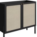 Ver mais imagens de Balcão Bar 2 Portas 93cm Palhinha Pé Madeira Oslo Preto/Nero
