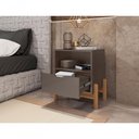 Ver imagem 3 de Mesa de Cabeceira Nice 1 Gaveta MDF MDP Cinza Perola Casa D Móveis