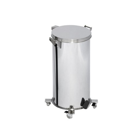 Lixeira Pedal, Rodízio e Alça 60l de Aço Inox
