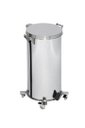 Ver imagem 1 de Lixeira Pedal, Rodízio e Alça 60l de Aço Inox