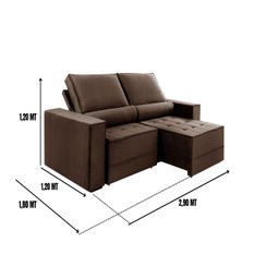 Sofá Retrátil e Reclinável Molas Ensacadas 2.90m Cristal Vivaro Decor Suede Marrom - 6