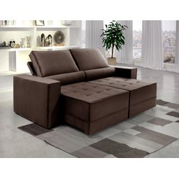 Sofá Retrátil e Reclinável Molas Ensacadas 2.90m Cristal Vivaro Decor Suede Marrom - 2