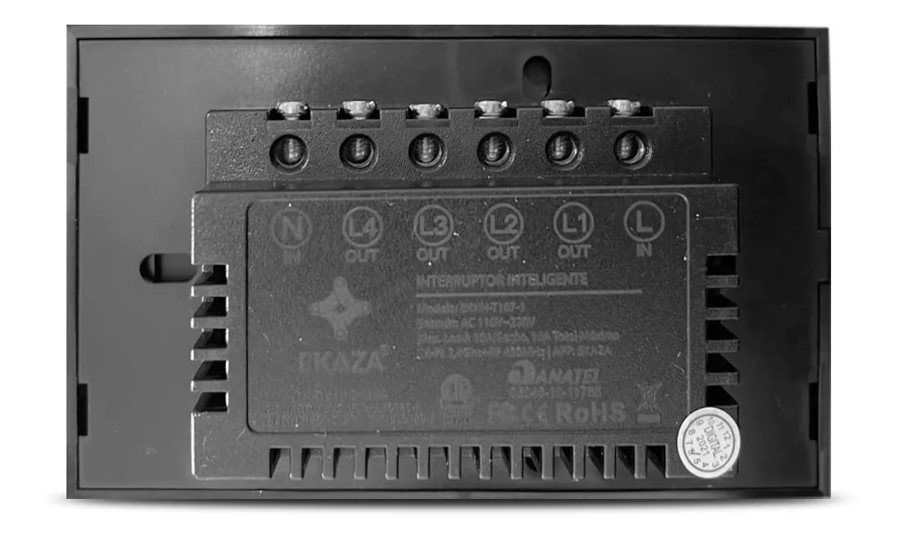 Ekaza Interruptor Inteligente Preto Painel De Toque 4 Botões - 2