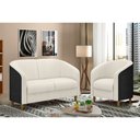 Ver imagem 2 de Poltrona Decorativa 71cm Dolar Courino Preto | Bouclé Suave Off White - Sallar Home